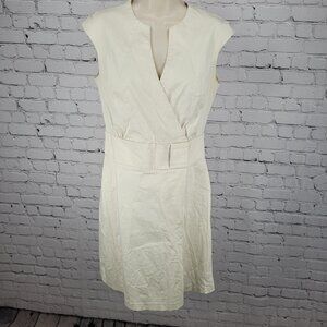 Sisley Ivory Cotton Stretch Sleeveless A Line Dress Italy Made Size Medium M